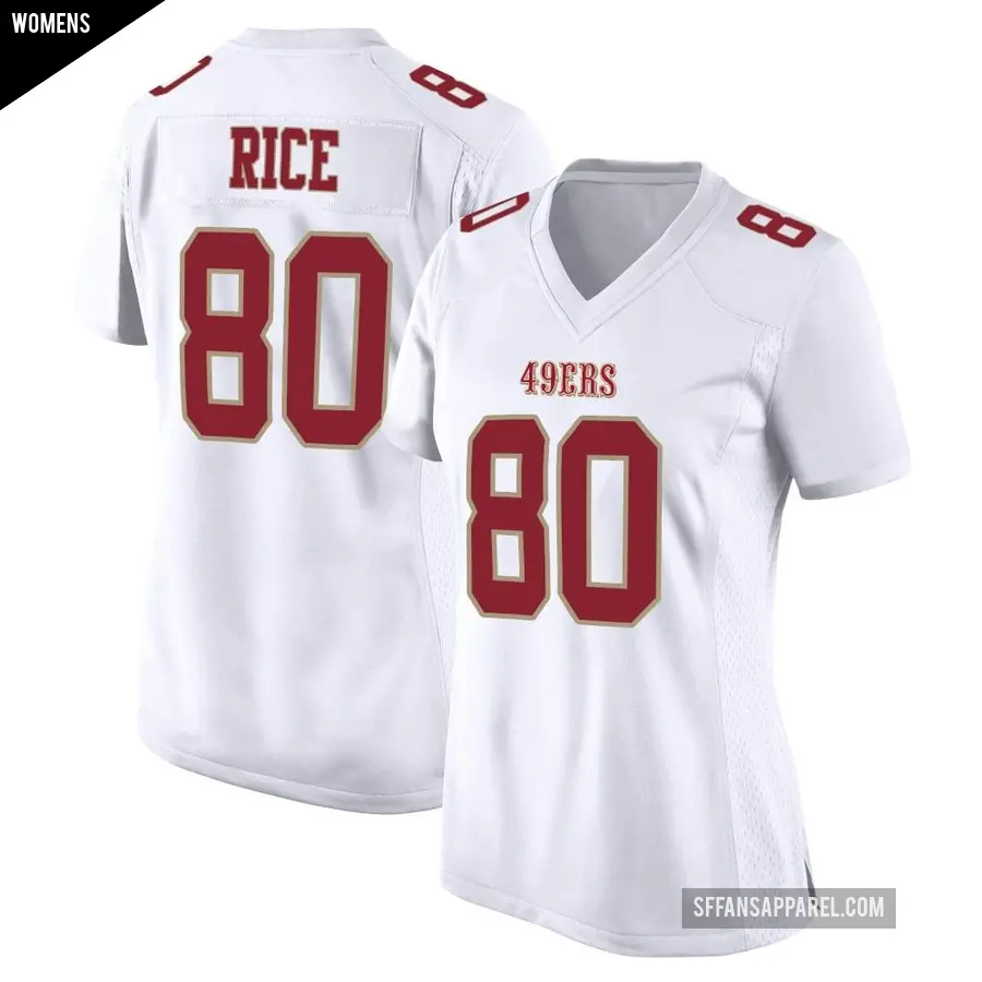 Women's San Francisco 49ers ＃80 Jerry Rice White Game Fashion Jersey