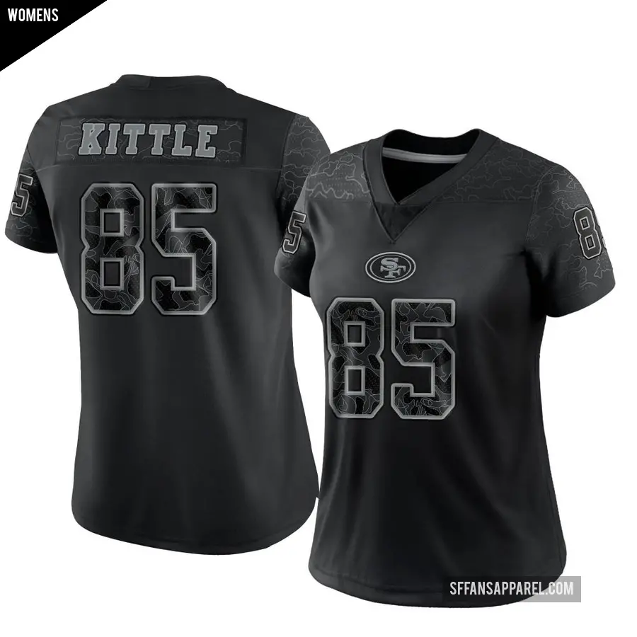 Women's San Francisco 49ers ＃85 George Kittle Black Limited Reflective Jersey