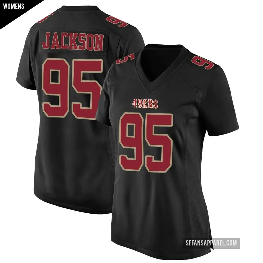 Women's San Francisco 49ers ＃95 Drake Jackson Black Game Fashion Jersey