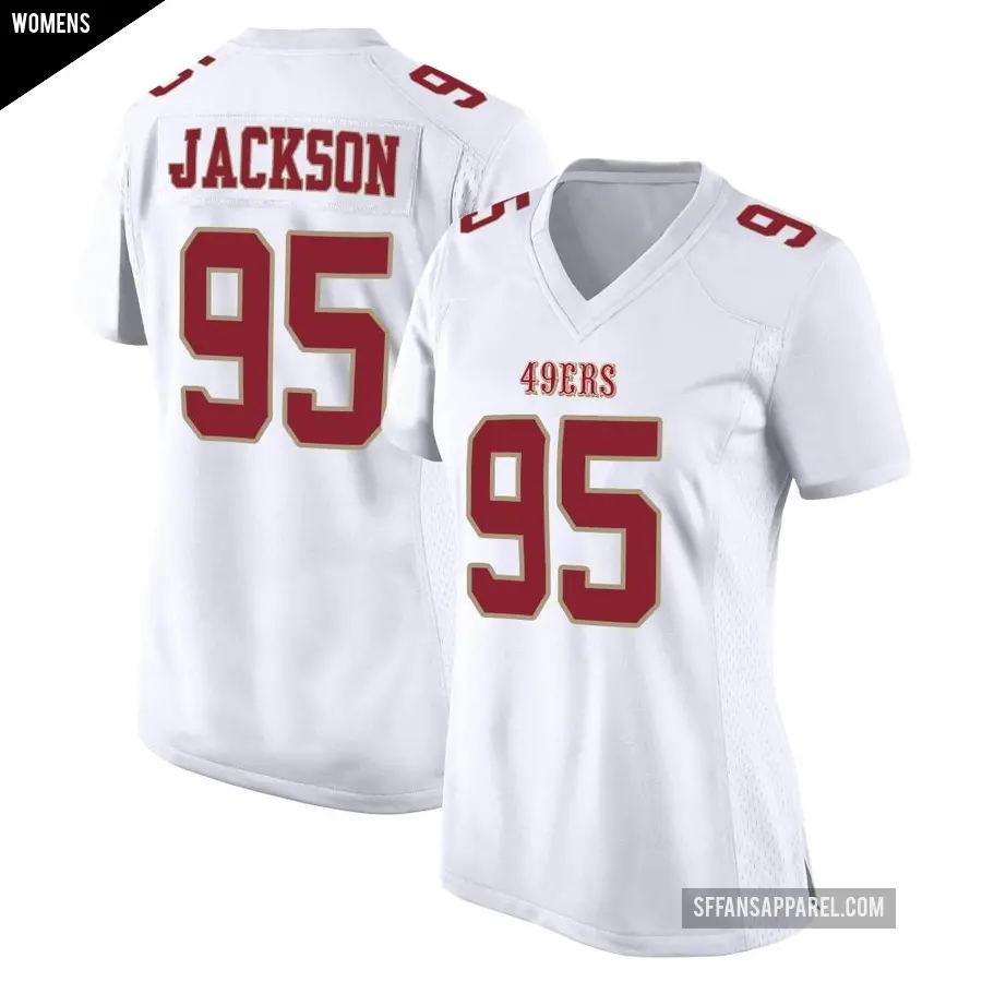 Women's San Francisco 49ers ＃95 Drake Jackson White Game Fashion Jersey