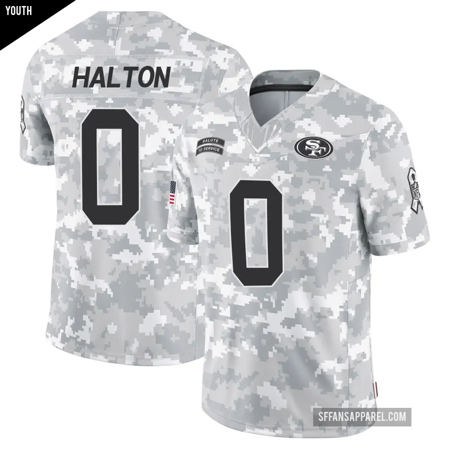 Youth San Francisco 49ers ＃0 Gracen Halton Arctic Camo Limited 2024 Salute to Service Jersey
