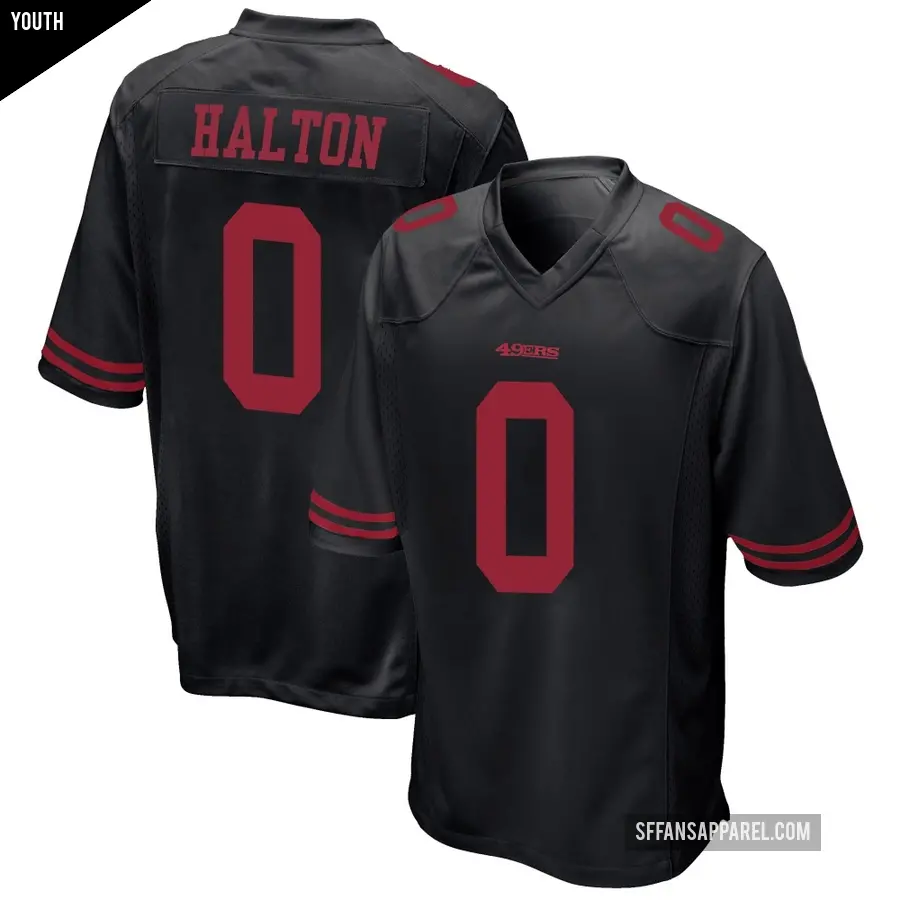 Youth San Francisco 49ers ＃0 Gracen Halton Black Game Alternate Jersey