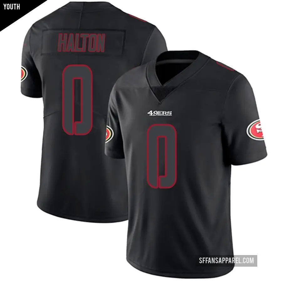 Youth San Francisco 49ers ＃0 Gracen Halton Black Impact Limited Jersey