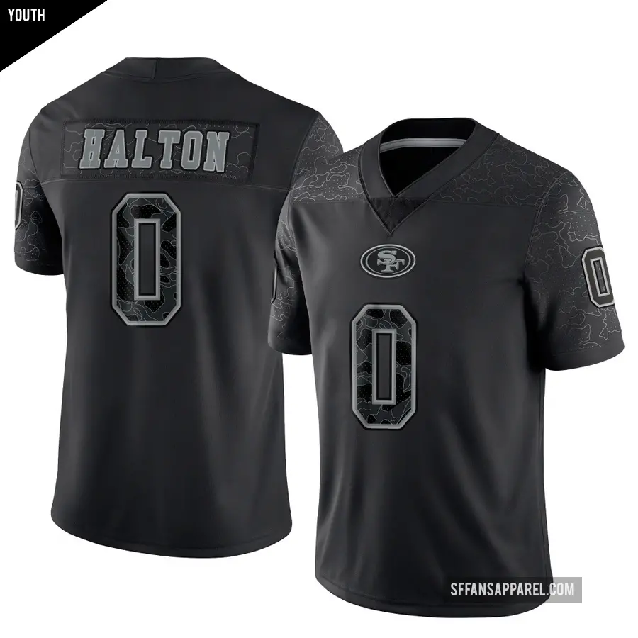 Youth San Francisco 49ers ＃0 Gracen Halton Black Limited Reflective Jersey