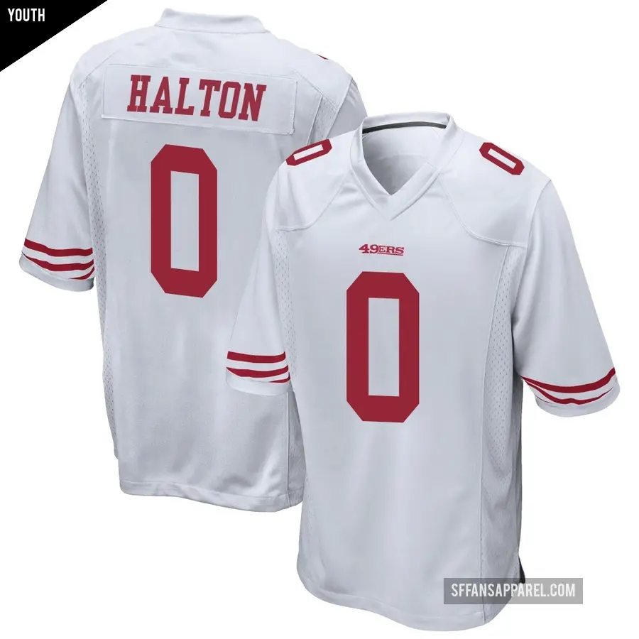 Youth San Francisco 49ers ＃0 Gracen Halton White Game Jersey