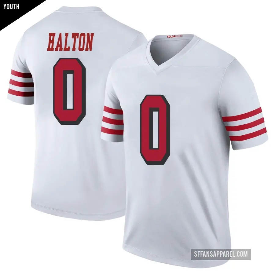Youth San Francisco 49ers ＃0 Gracen Halton White Legend Color Rush Jersey