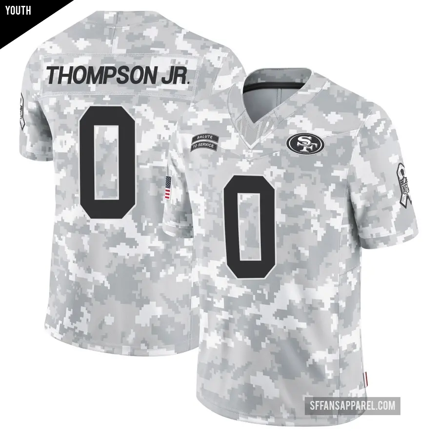 Youth San Francisco 49ers ＃0 James Thompson Jr. Arctic Camo Limited 2024 Salute to Service Jersey