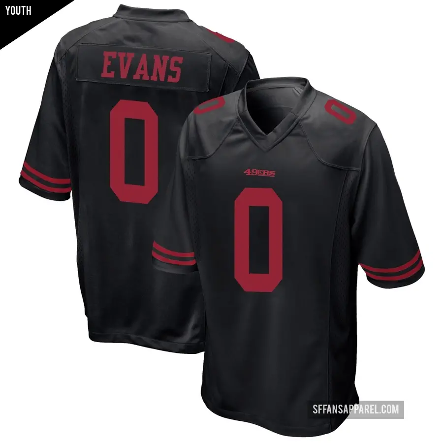 Youth San Francisco 49ers ＃0 Mike Evans Black Game Alternate Jersey
