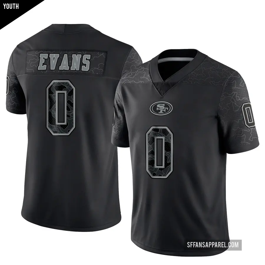 Youth San Francisco 49ers ＃0 Mike Evans Black Limited Reflective Jersey