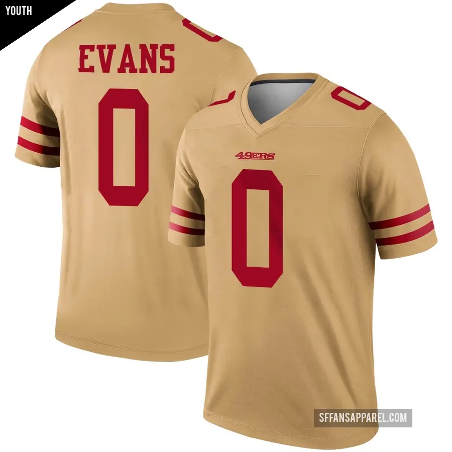 Youth San Francisco 49ers ＃0 Mike Evans Gold Legend Inverted Jersey