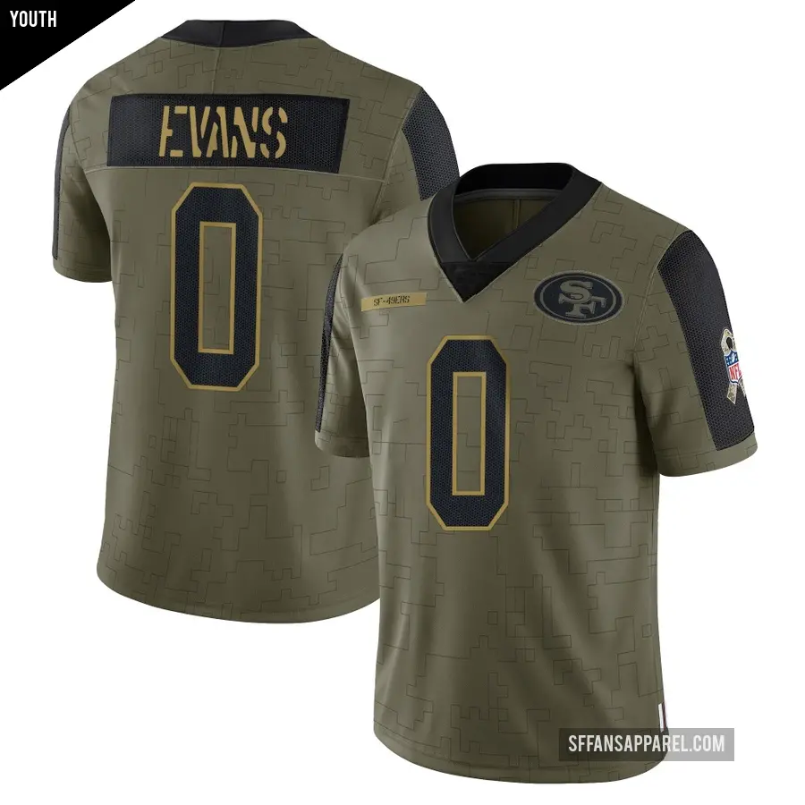 Youth San Francisco 49ers ＃0 Mike Evans Olive Limited 2021 Salute To Service Jersey