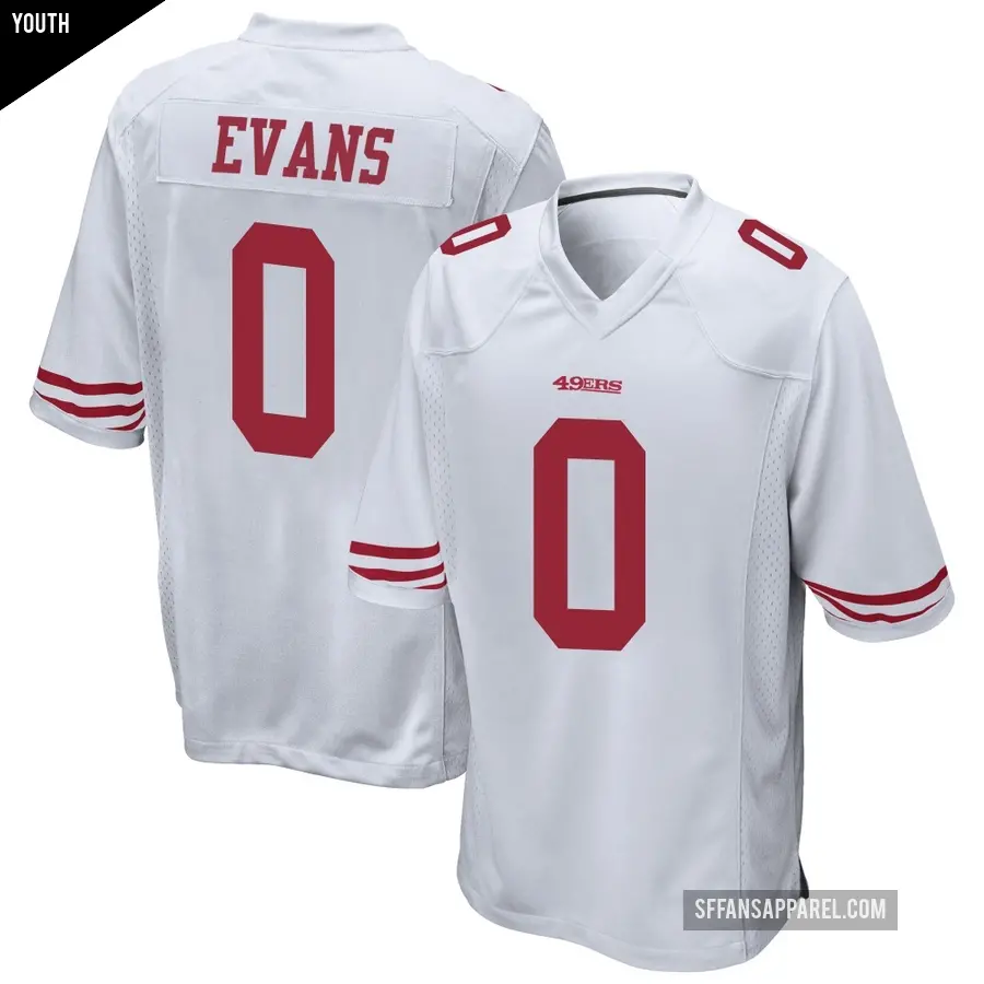 Youth San Francisco 49ers ＃0 Mike Evans White Game Jersey