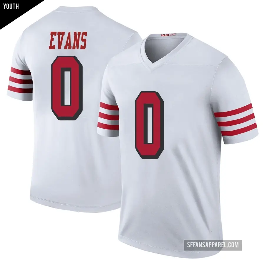 Youth San Francisco 49ers ＃0 Mike Evans White Legend Color Rush Jersey