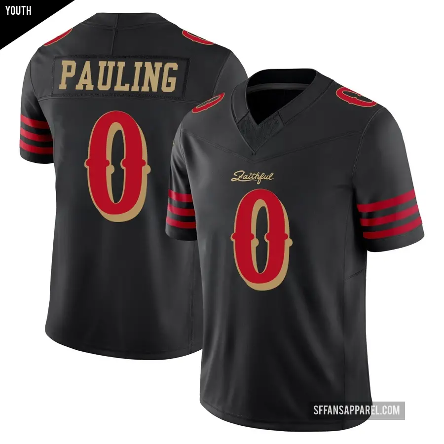 Youth San Francisco 49ers ＃0 Will Pauling Black Limited 2025 Rivalries Collection Jersey