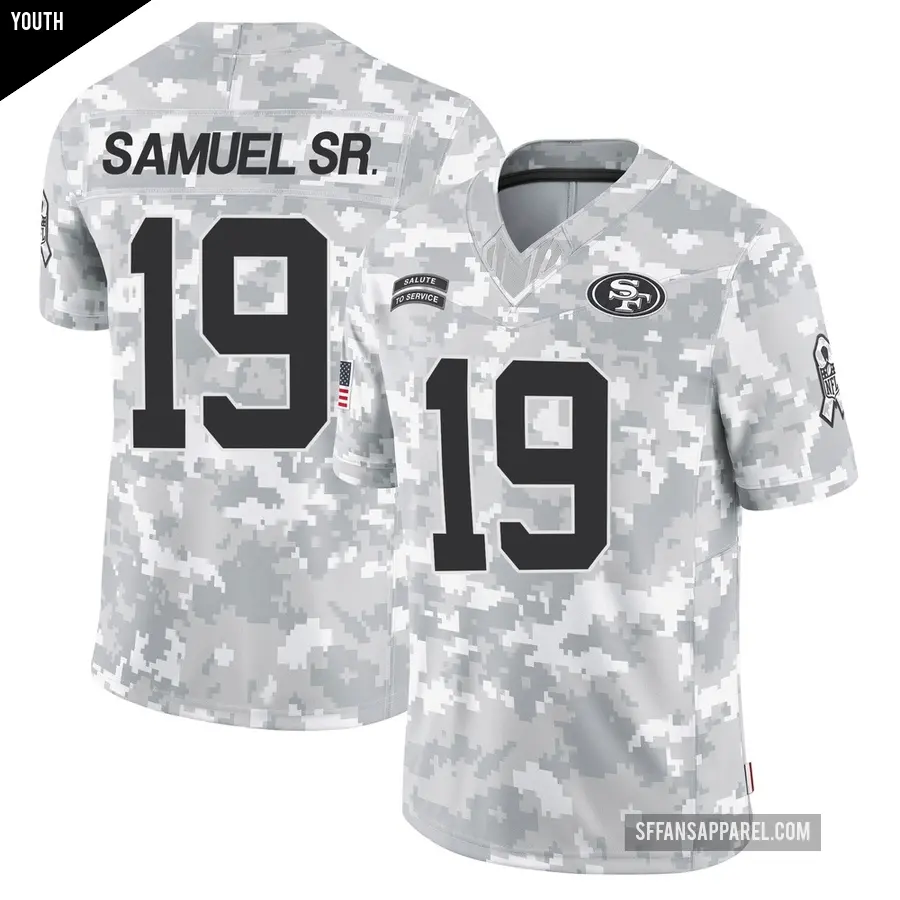 Youth San Francisco 49ers ＃19 Deebo Samuel Sr. Arctic Camo Limited 2024 Salute to Service Jersey