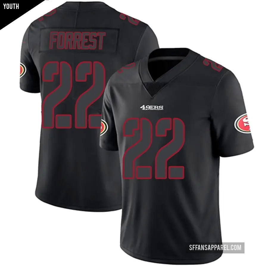 Youth San Francisco 49ers ＃22 Darrick Forrest Black Impact Limited Jersey