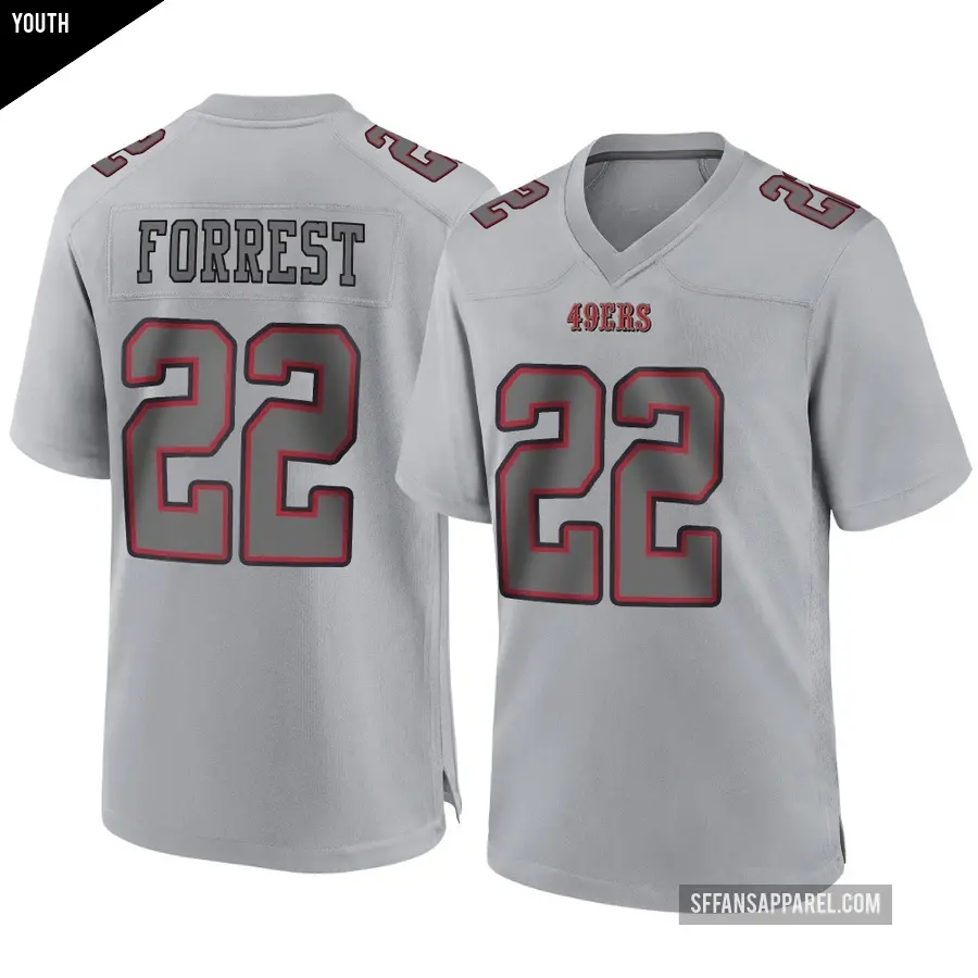 Youth San Francisco 49ers ＃22 Darrick Forrest Gray Game Atmosphere Fashion Jersey