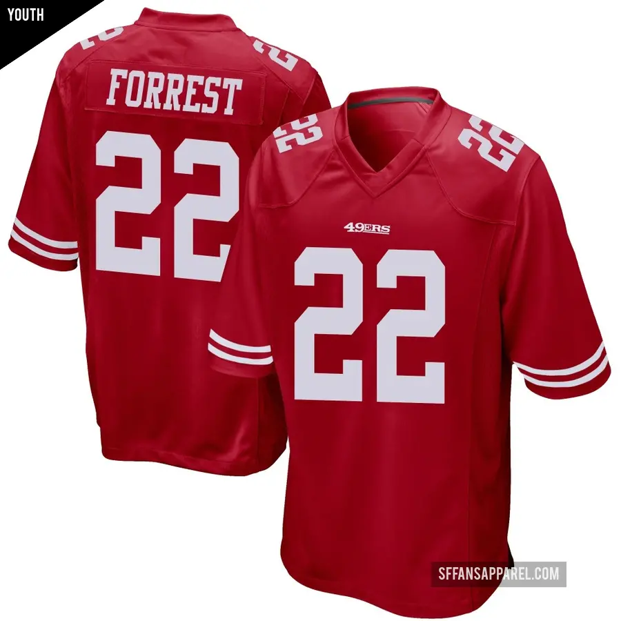 Youth San Francisco 49ers ＃22 Darrick Forrest Red Game Team Color Jersey