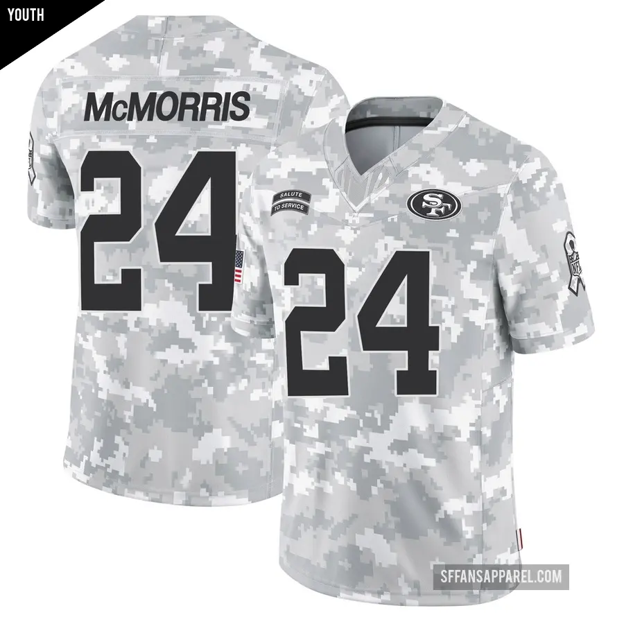 Youth San Francisco 49ers ＃24 Patrick McMorris Arctic Camo Limited 2024 Salute to Service Jersey