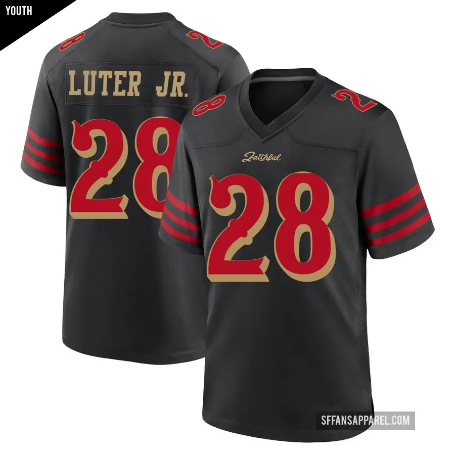 Youth San Francisco 49ers ＃28 Darrell Luter Jr. Black Game 2025 Rivalries Collection Jersey