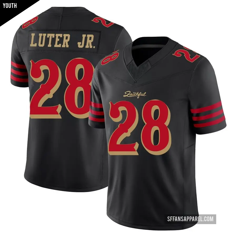 Youth San Francisco 49ers ＃28 Darrell Luter Jr. Black Limited 2025 Rivalries Collection Jersey