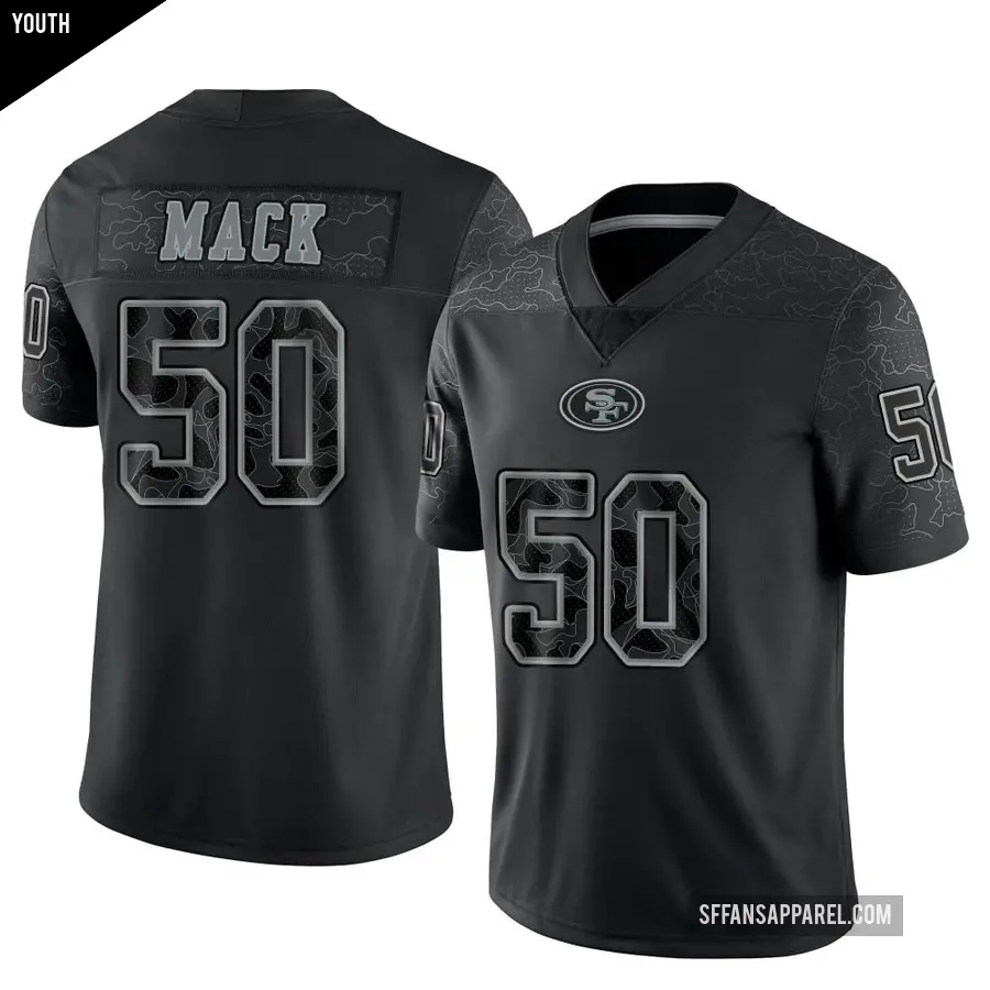 Youth San Francisco 49ers ＃50 Alex Mack Black Limited Reflective Jersey