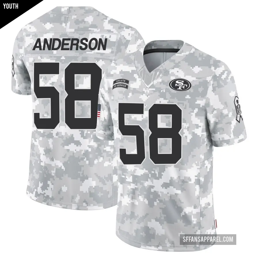 Youth San Francisco 49ers ＃58 Evan Anderson Arctic Camo Limited 2024 Salute to Service Jersey