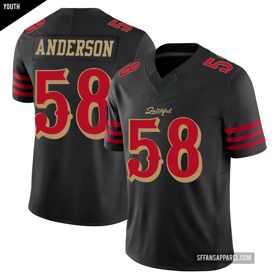 Youth San Francisco 49ers ＃58 Evan Anderson Black Limited 2025 Rivalries Collection Jersey