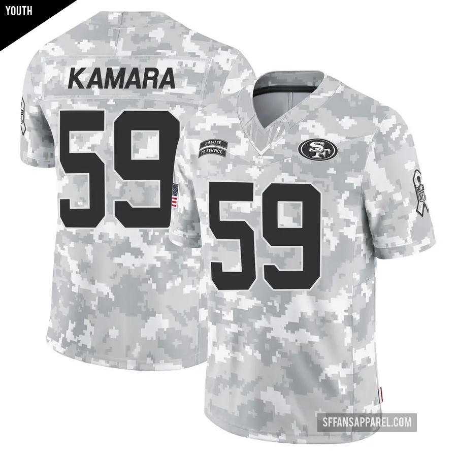 Youth San Francisco 49ers ＃59 Mikail Kamara Arctic Camo Limited 2024 Salute to Service Jersey