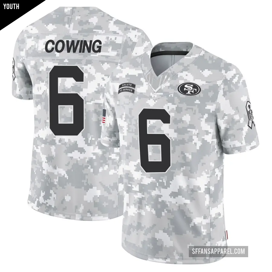 Youth San Francisco 49ers ＃6 Jacob Cowing Arctic Camo Limited 2024 Salute to Service Jersey