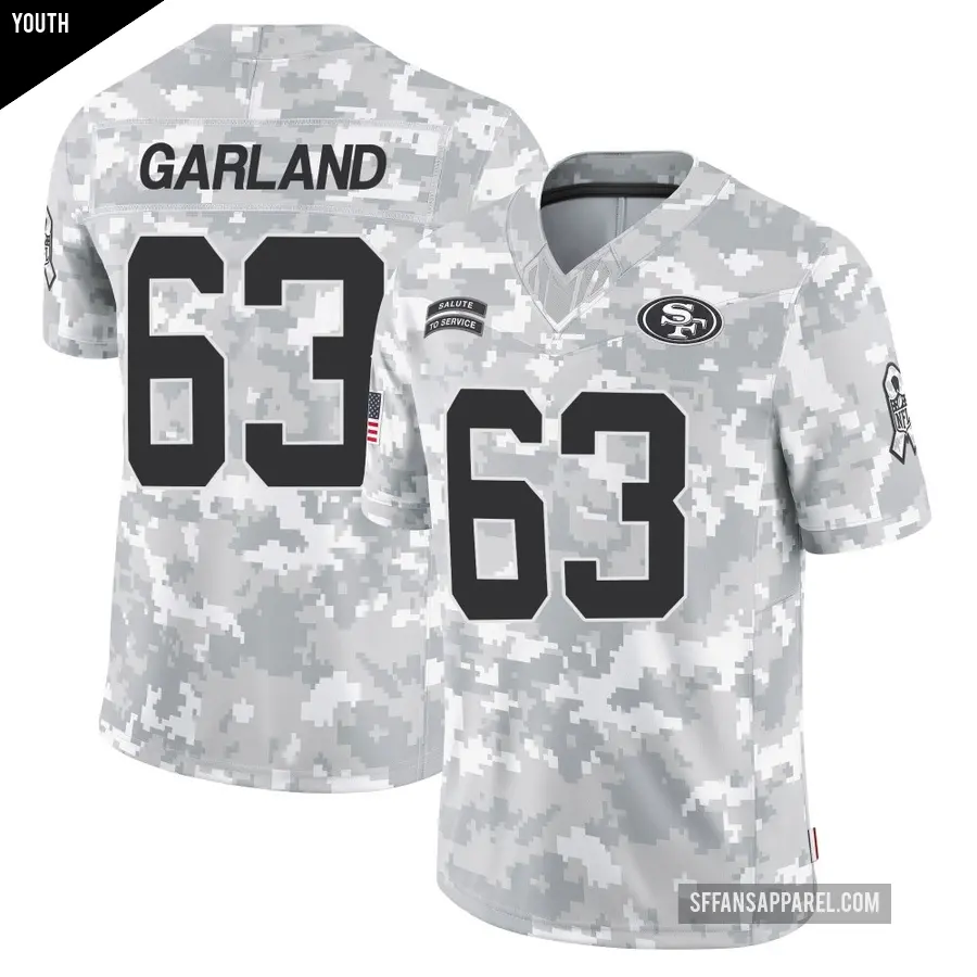 Youth San Francisco 49ers ＃63 Ben Garland Arctic Camo Limited 2024 Salute to Service Jersey