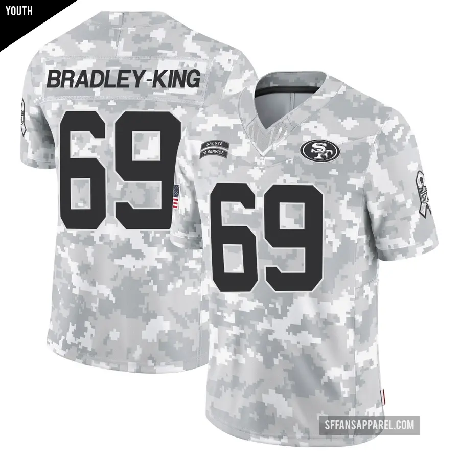 Youth San Francisco 49ers ＃69 William Bradley-King Arctic Camo Limited 2024 Salute to Service Jersey