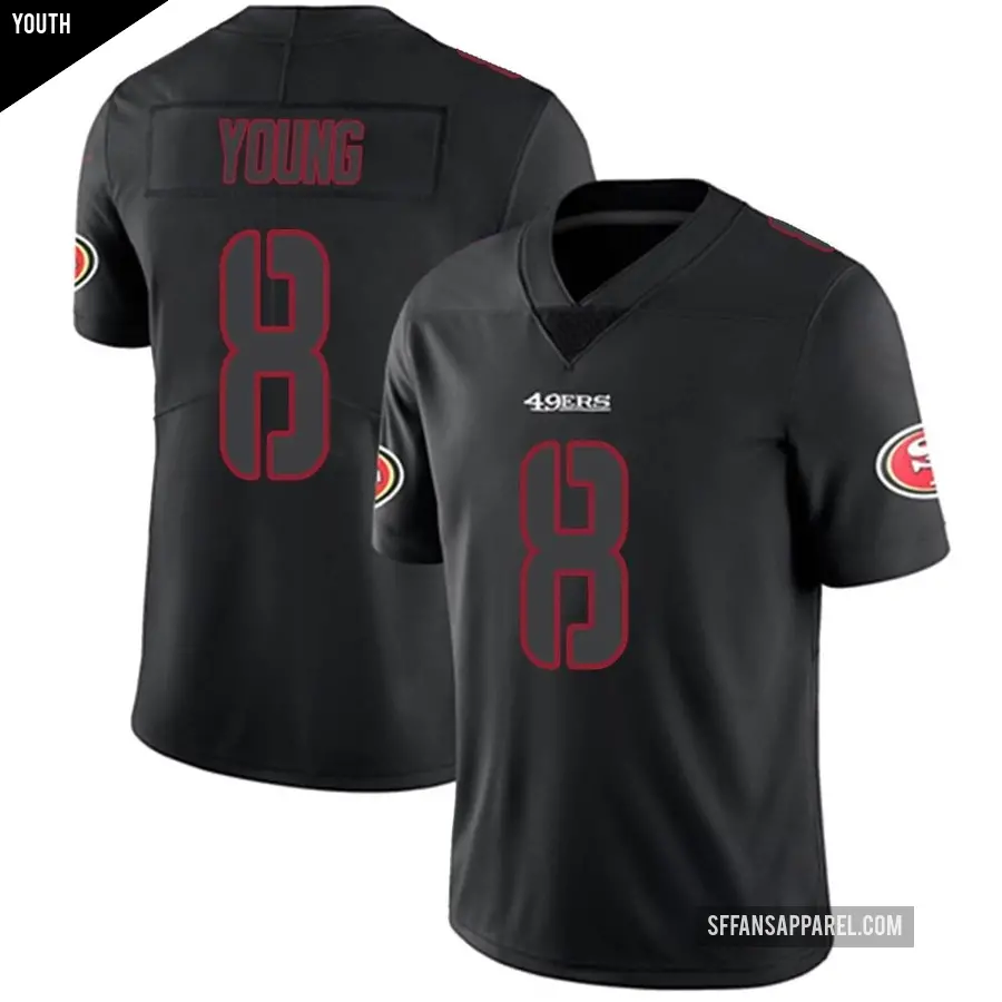 Youth San Francisco 49ers ＃8 Steve Young Black Impact Limited Jersey