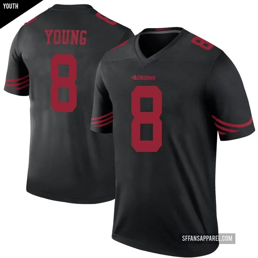 Youth San Francisco 49ers ＃8 Steve Young Black Legend Color Rush Jersey