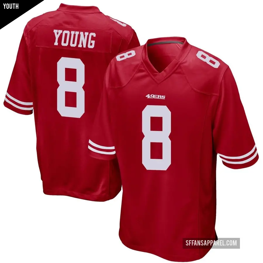 Youth San Francisco 49ers ＃8 Steve Young Red Game Team Color Jersey