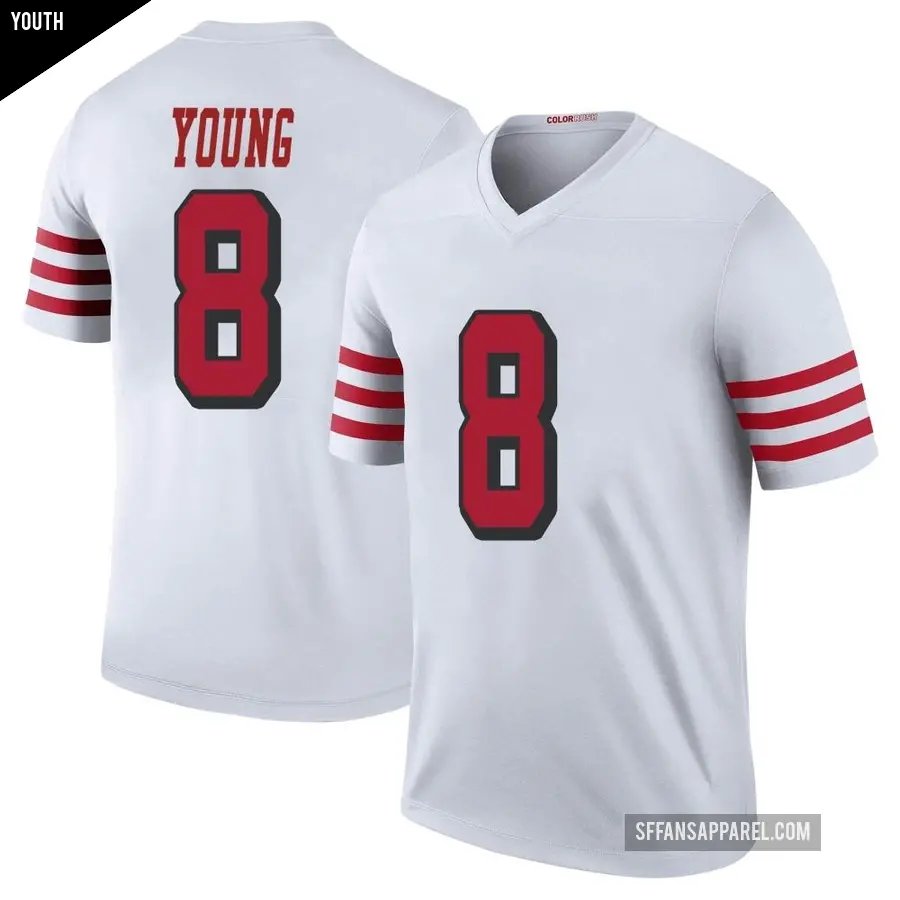 Youth San Francisco 49ers ＃8 Steve Young White Legend Color Rush Jersey