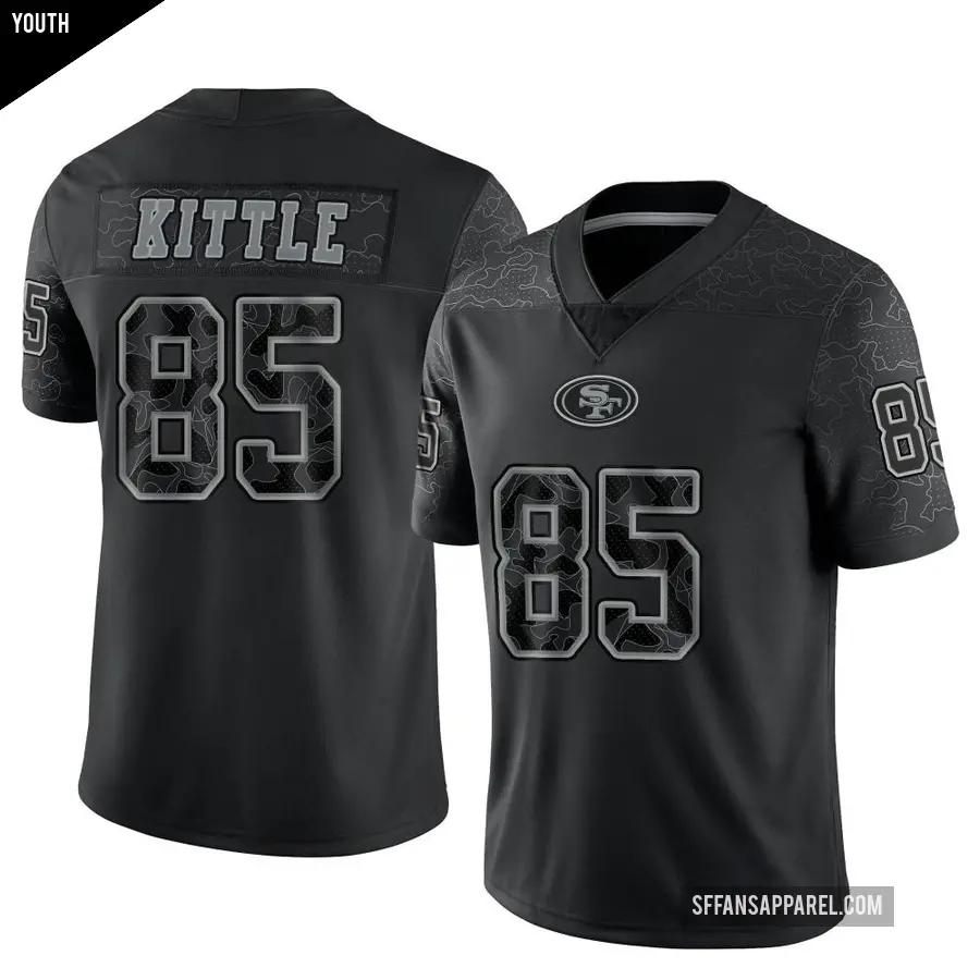 Youth San Francisco 49ers ＃85 George Kittle Black Limited Reflective Jersey