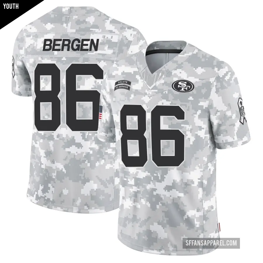Youth San Francisco 49ers ＃86 Junior Bergen Arctic Camo Limited 2024 Salute to Service Jersey