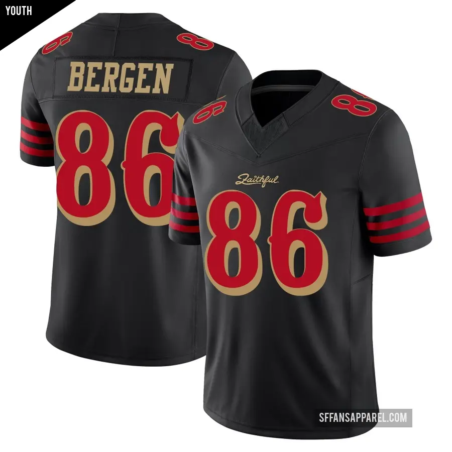 Youth San Francisco 49ers ＃86 Junior Bergen Black Limited 2025 Rivalries Collection Jersey