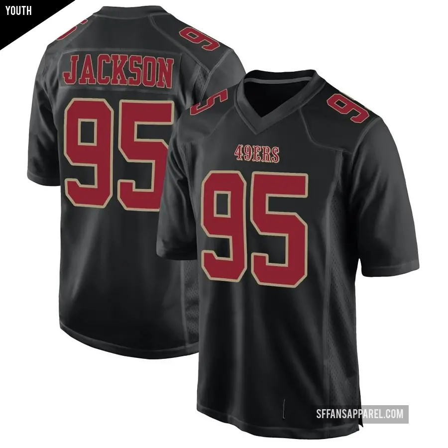 Youth San Francisco 49ers ＃95 Drake Jackson Black Game Fashion Jersey