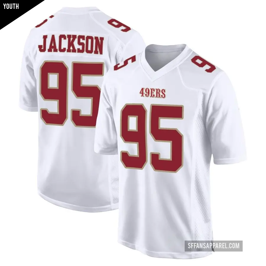 Youth San Francisco 49ers ＃95 Drake Jackson White Game Fashion Jersey